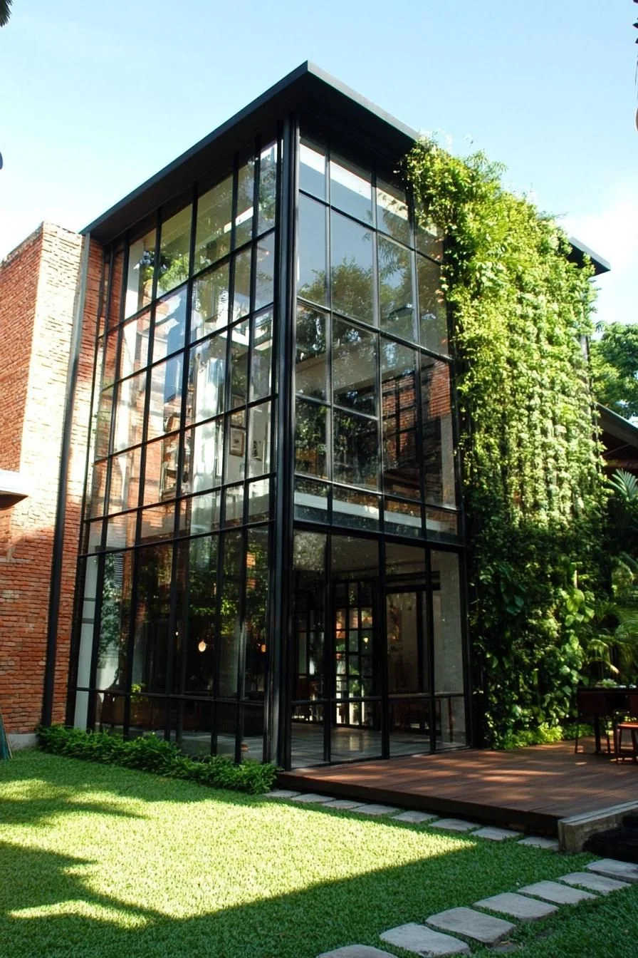 A Glass Retreat Accented With Brick