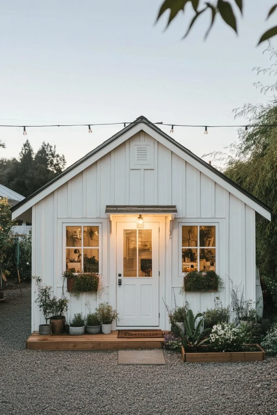 Lantern-Lit Cottage by the Shrubs