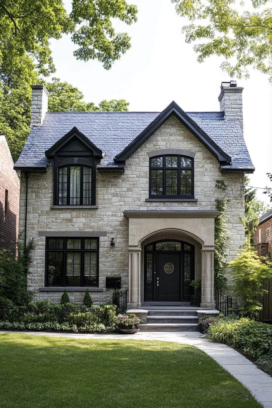 A Timeless Stone Facade in the Suburbs