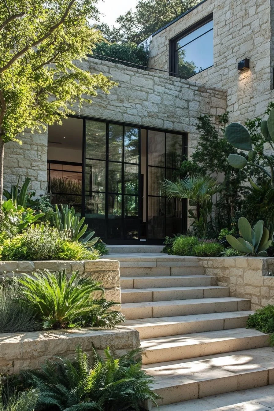Stone Steps Leading Into Greenery