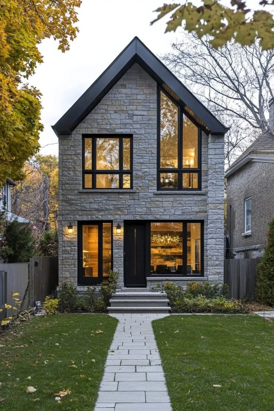 Stately Stone Cottage with Wide Glass Windows