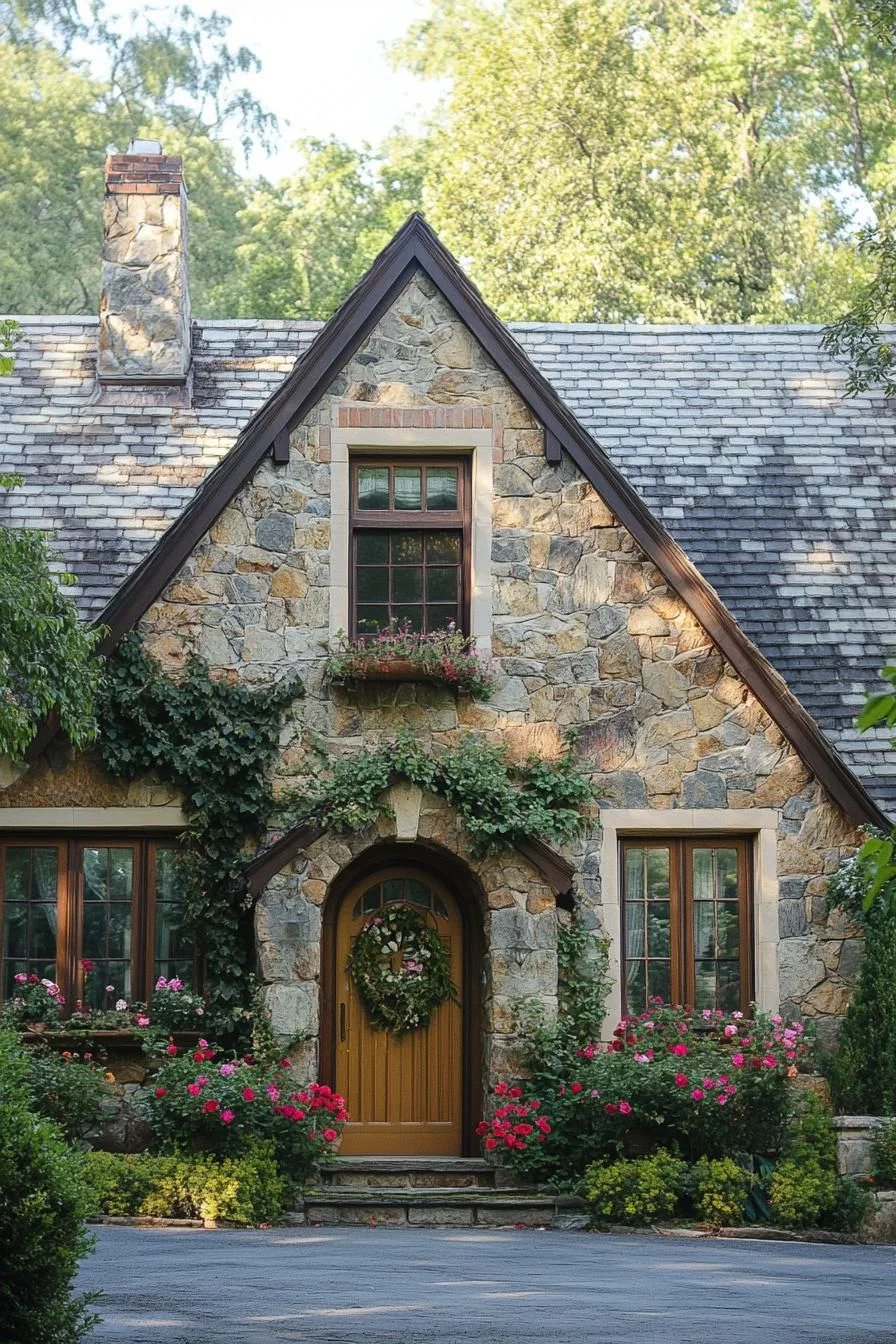 Stone Cottage Wrapped in Flowers
