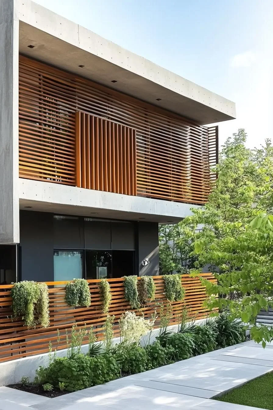 Wooden Louvers Shape This Modern Facade