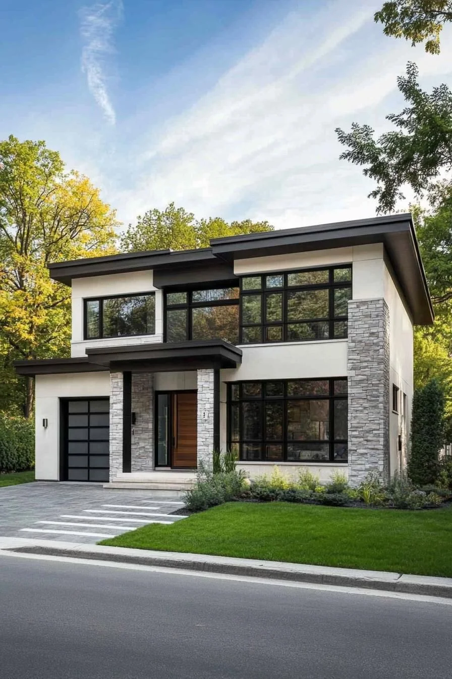 A Sleek Stone Haven Wrapped in Greenery