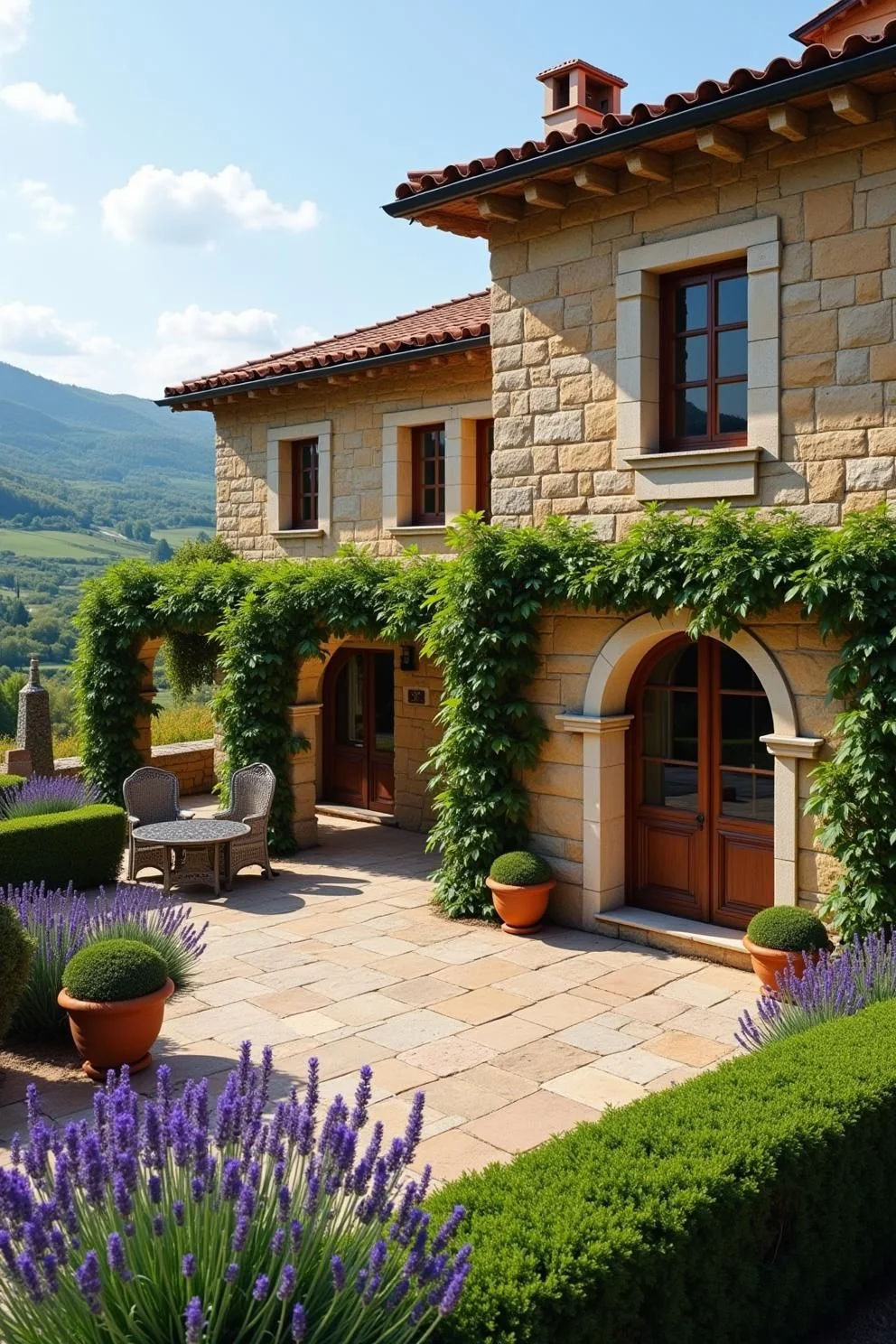 Sunlit Stone Facade in Tuscany