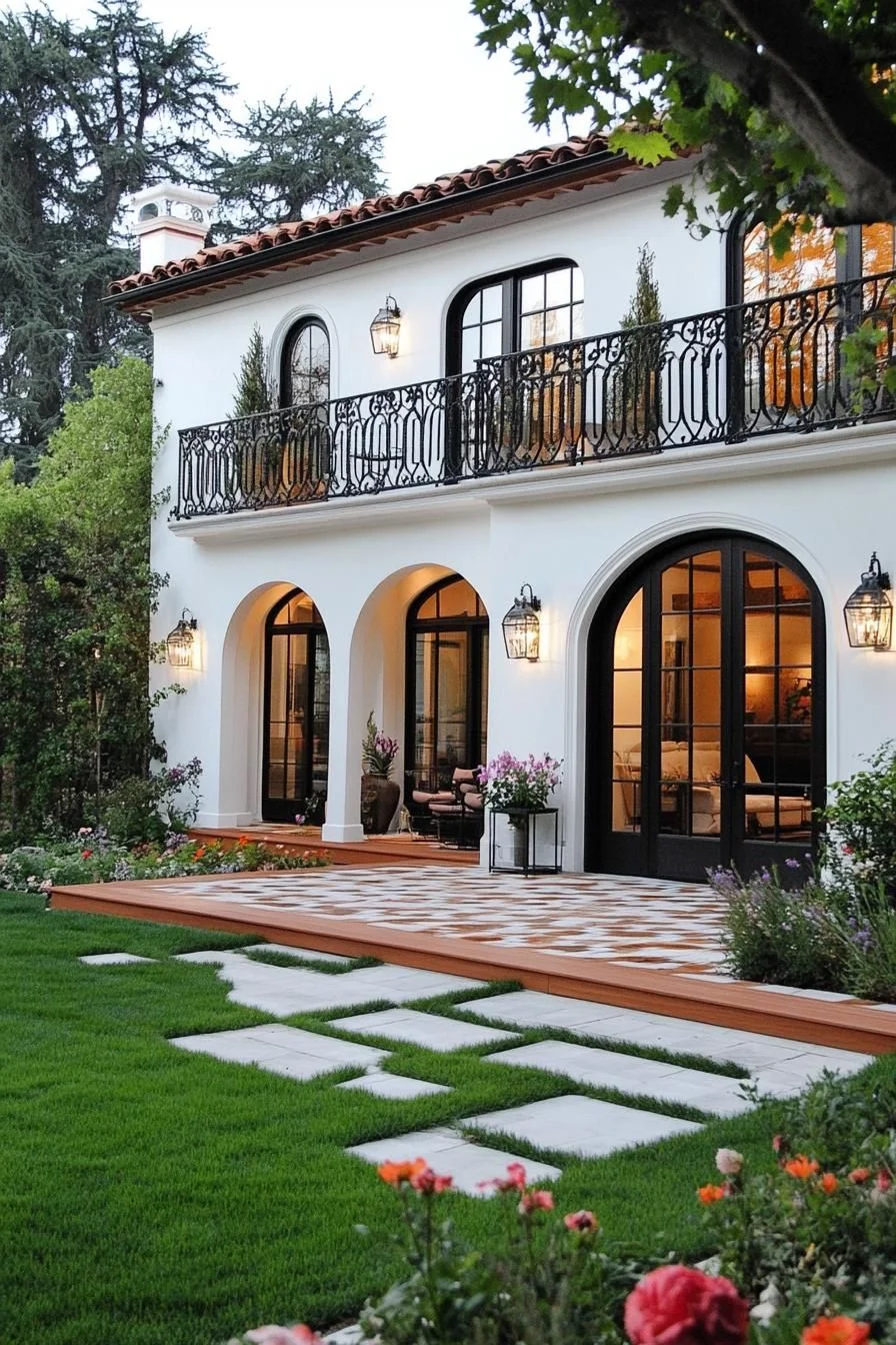 Spanish House With a Colorful Garden