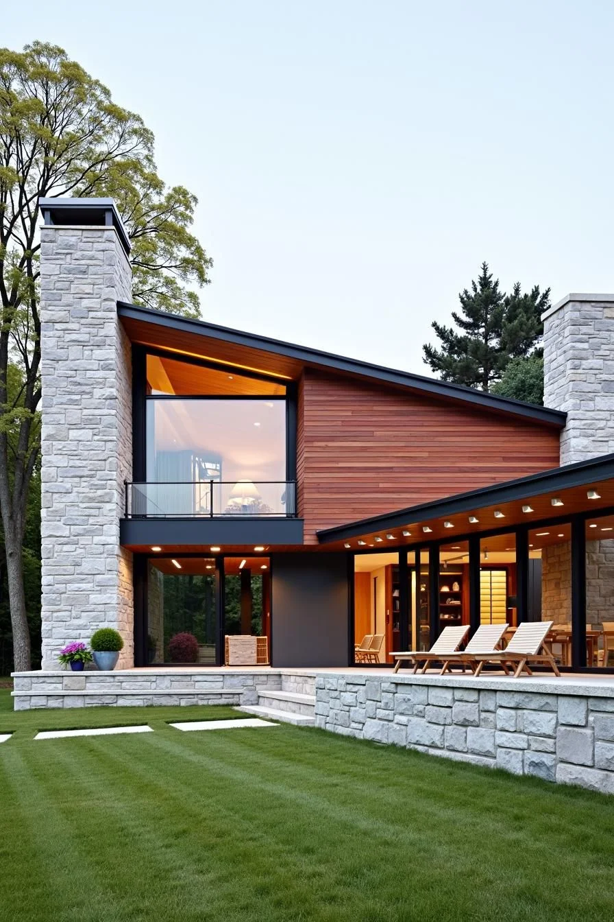 Wood and Stone Combine on the Exterior