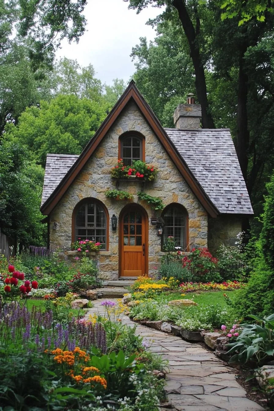 Stone Cottage Wrapped in Blossoms