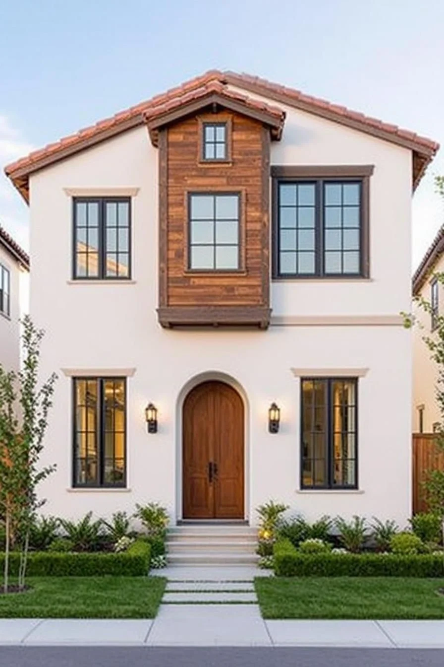 A Stucco Villa With Timber Accents