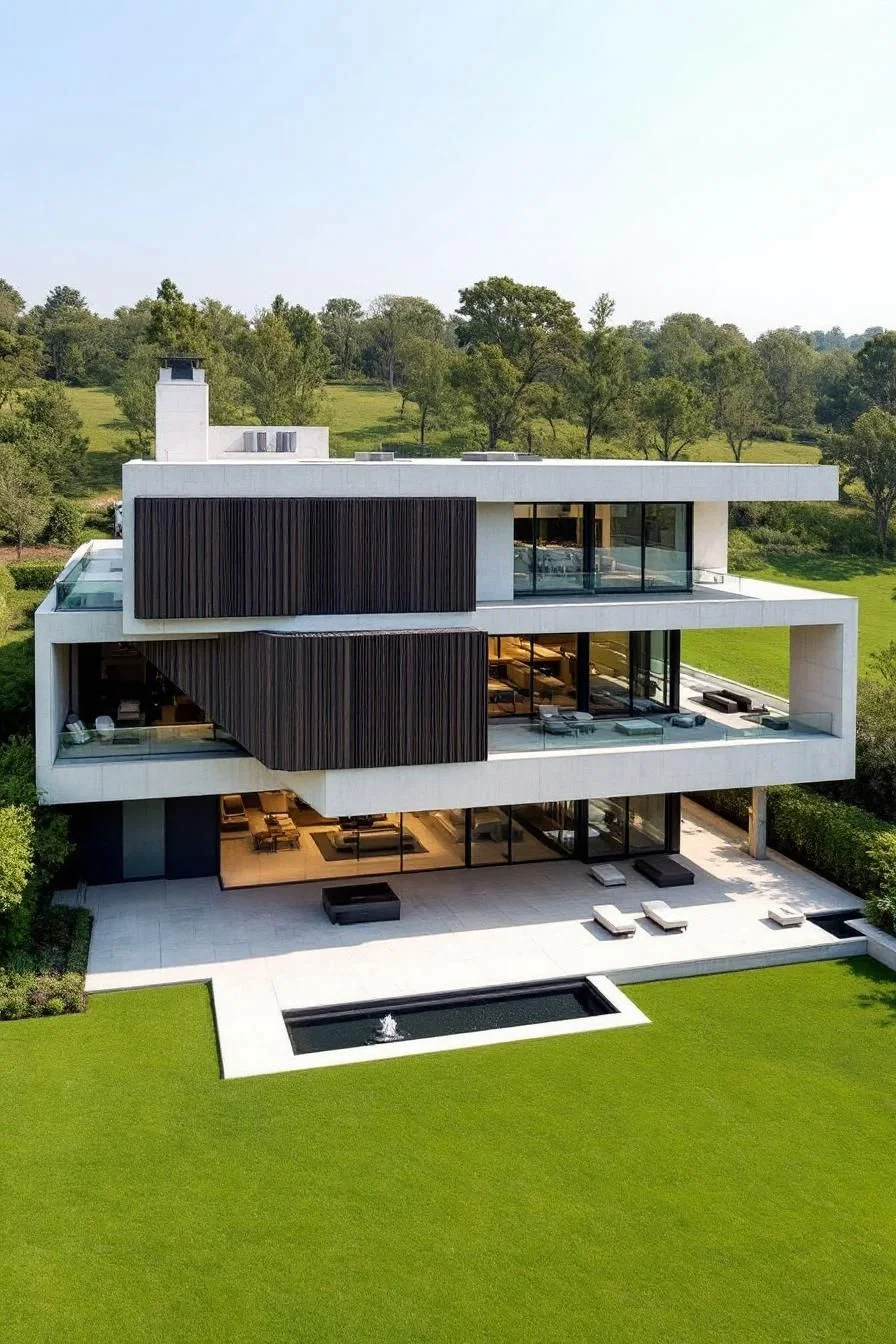 Concrete Estate Set on a Green Lawn