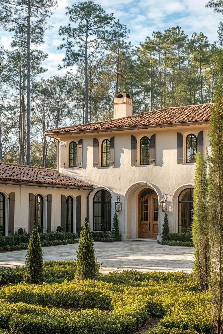 Classic Tuscan Facade with Olive Tree Accent