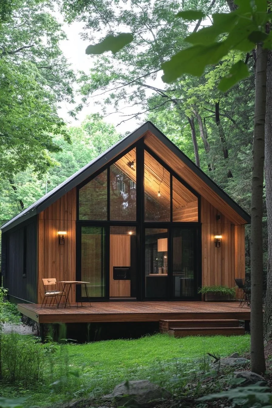 Forest Cabin With a Warm Glow
