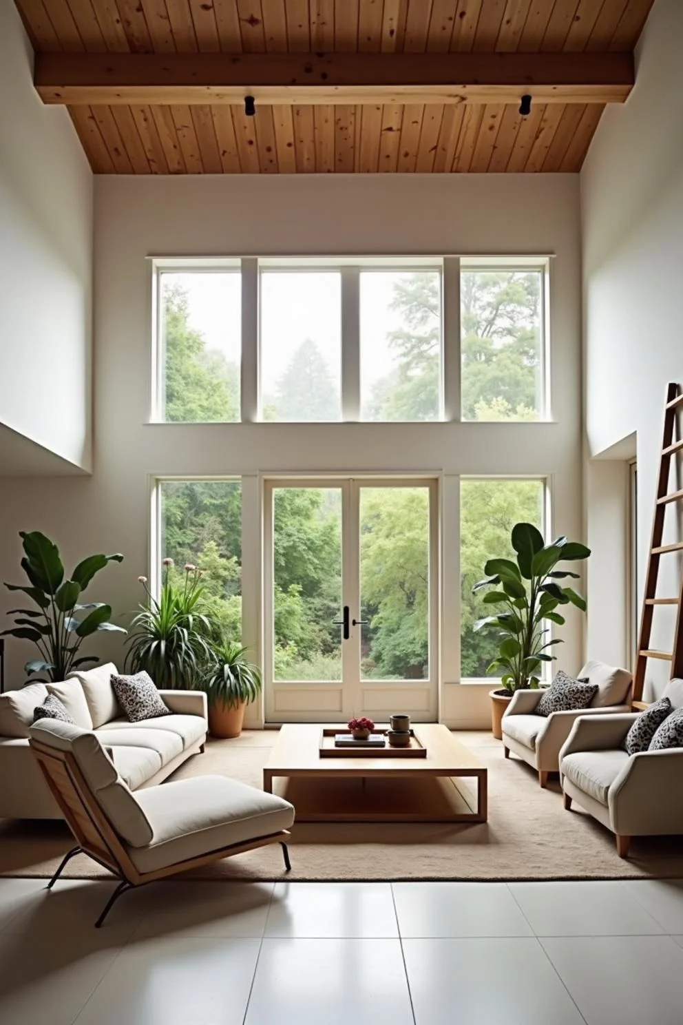Loft Design With Tall Timber Beams