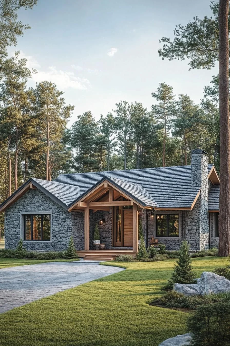 A Stone Cottage Set in the Woods