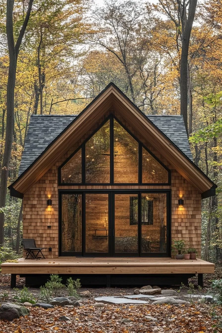A Dreamy Cabin Set in Autumn Woods