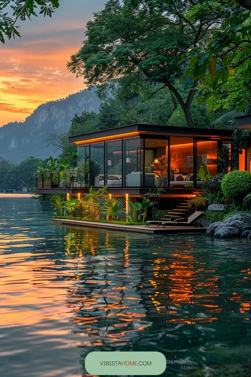 1. Glass Mini Cabin by the Lake