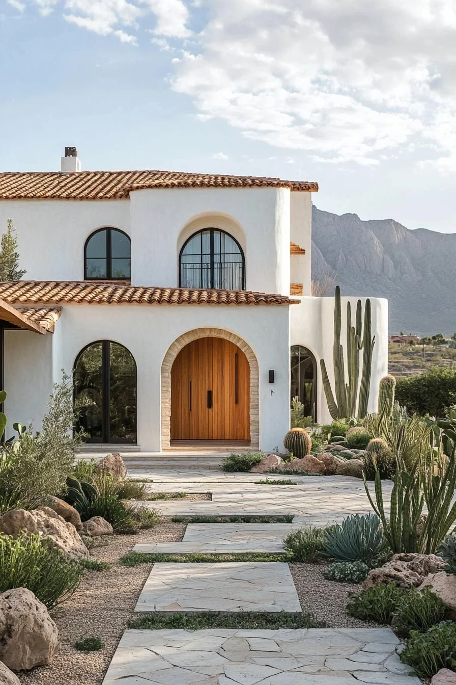 A Desert Home Framed by Cacti