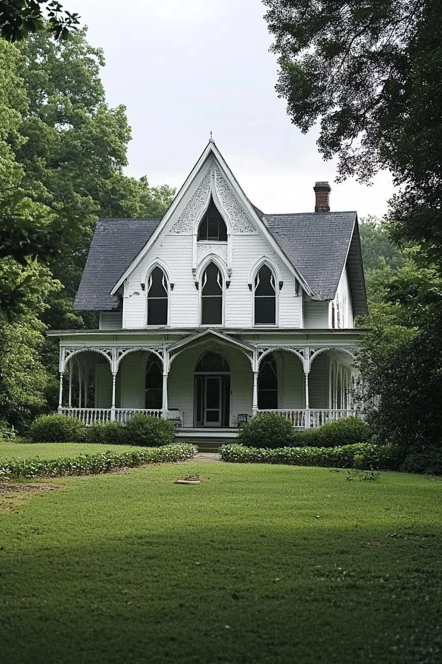 Gothic Gables Amid Garden Whispers