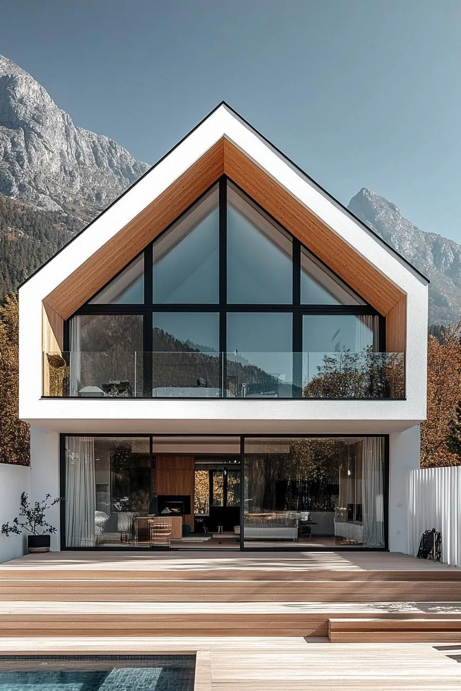 Gable House With a Mountain Mirage Backdrop
