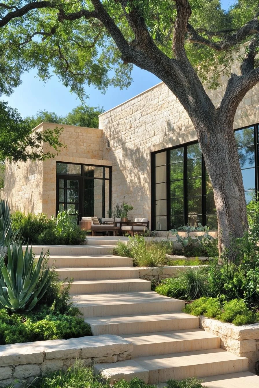 Stone Steps Through Green Landscaping