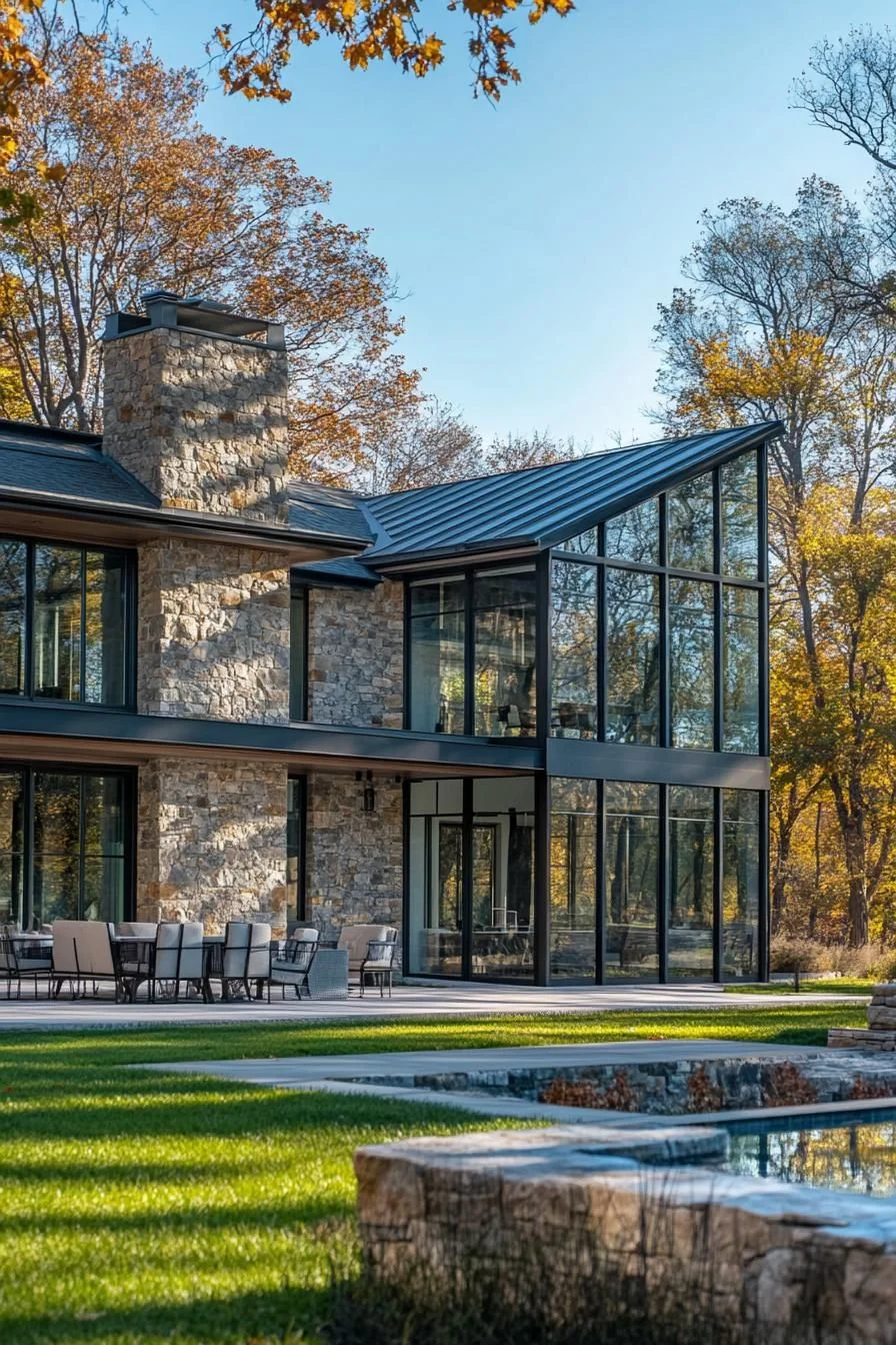 Glass House With Rustic Touches
