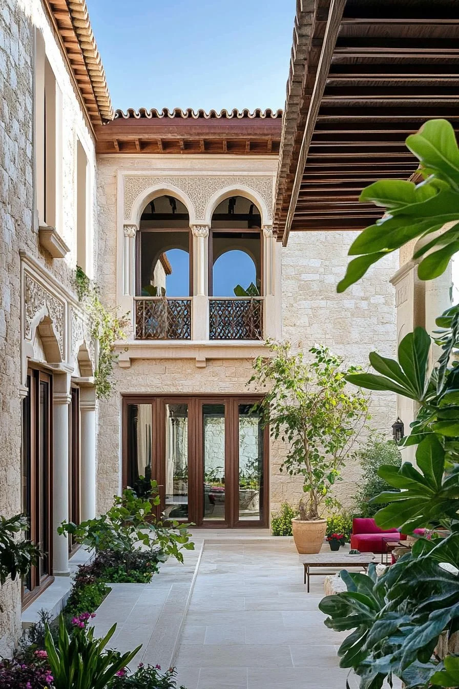 Wooden Details Inside a Courtyard Retreat