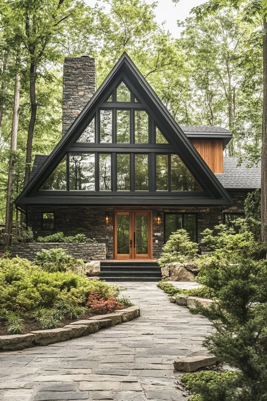 Triangular Stone Cottage Among the Trees