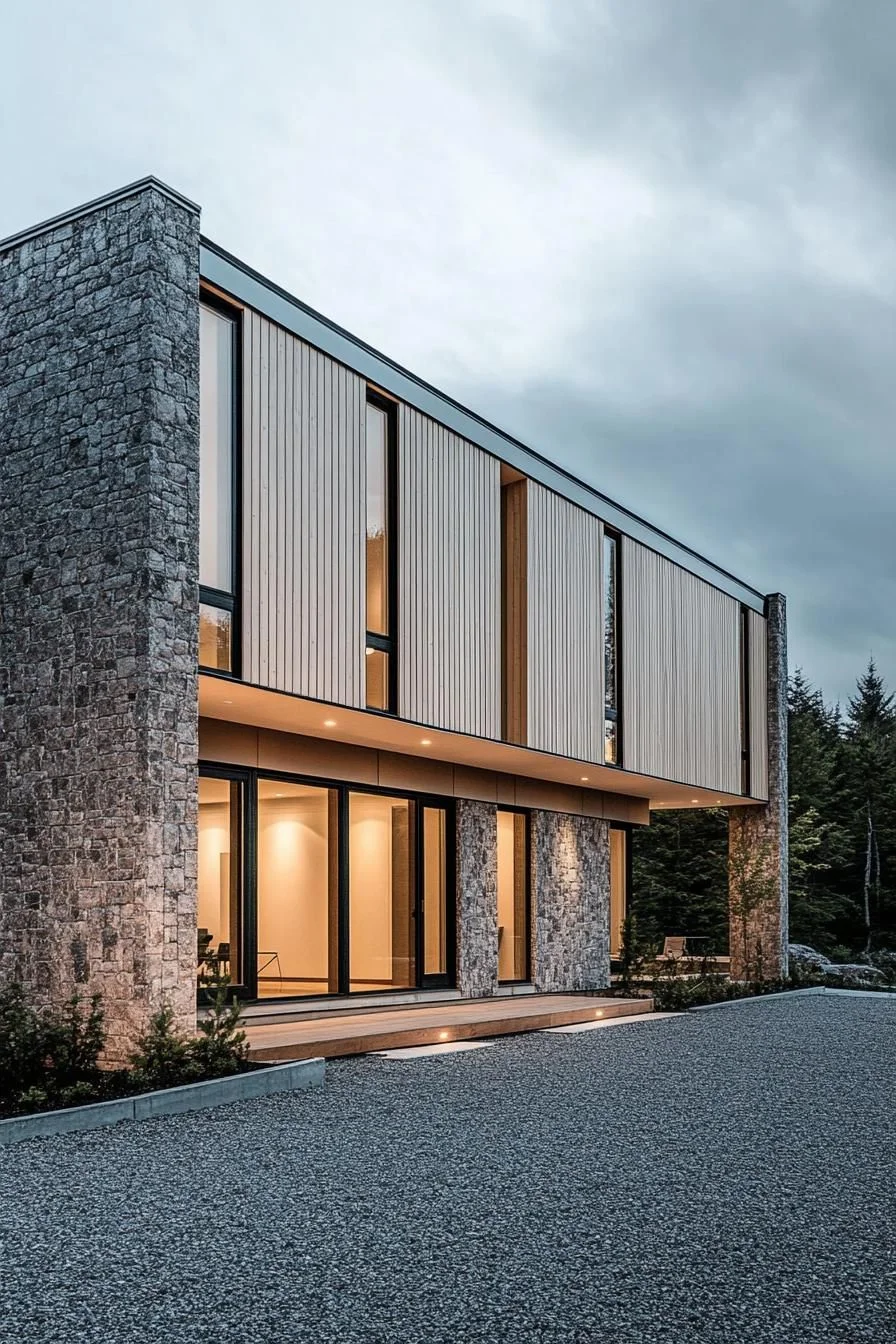 Modern Stone-Clad Facade