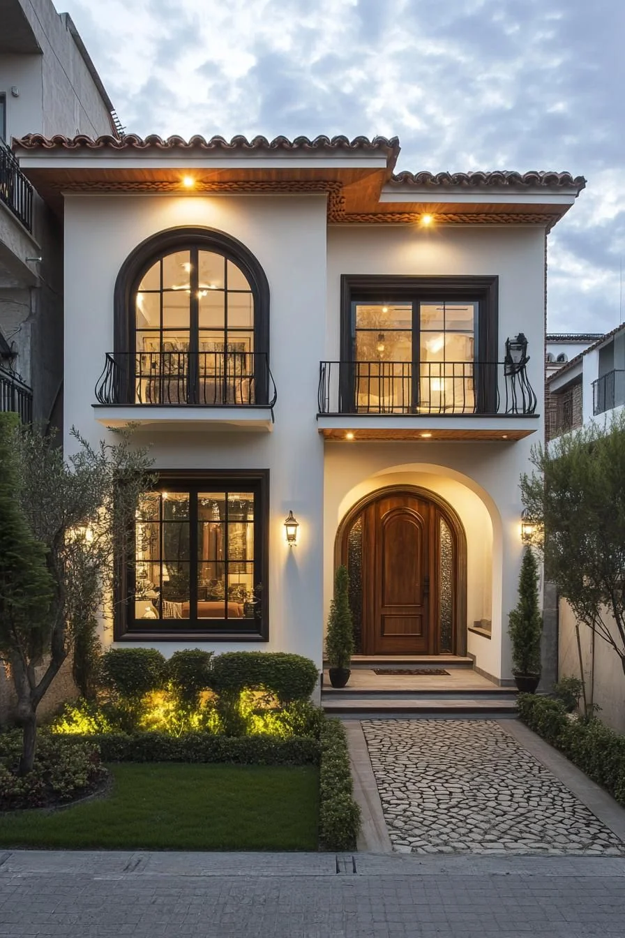 An Archway Villa Glowing at Sunset