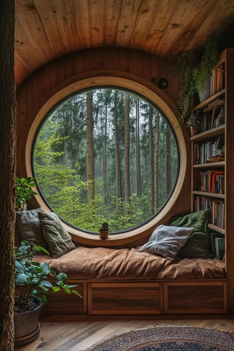 A Round Wooden Hideaway With Forest Views