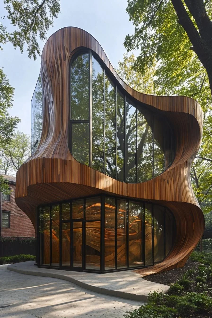 Timber in Motion Across the Facade