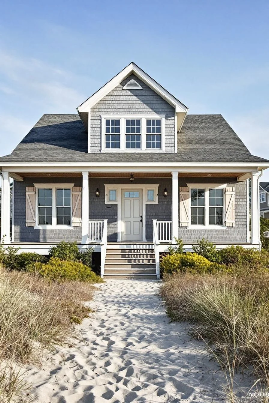 A Coastal House with a Sandy Walkway