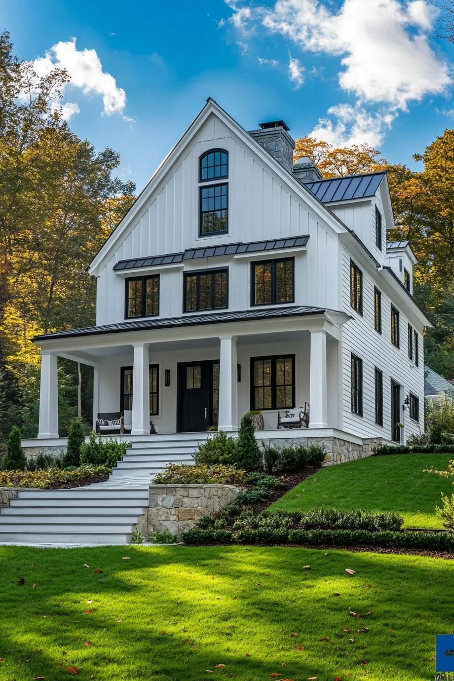 A Farmhouse Defined by Tall Gables