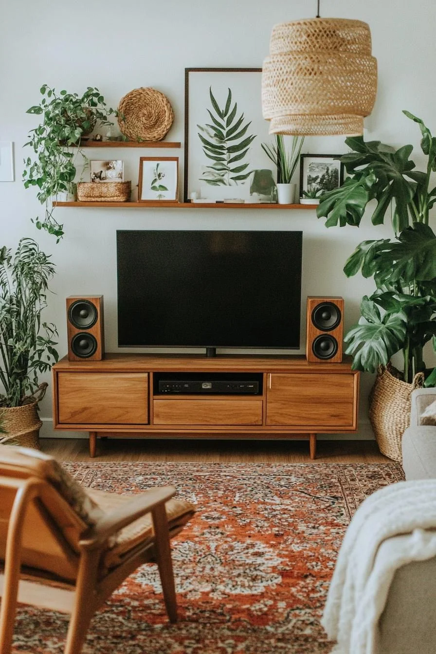 Green Accent Mid-Century Den