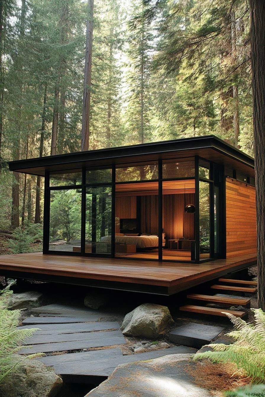 A Serene Home Floating Among Tall Trees