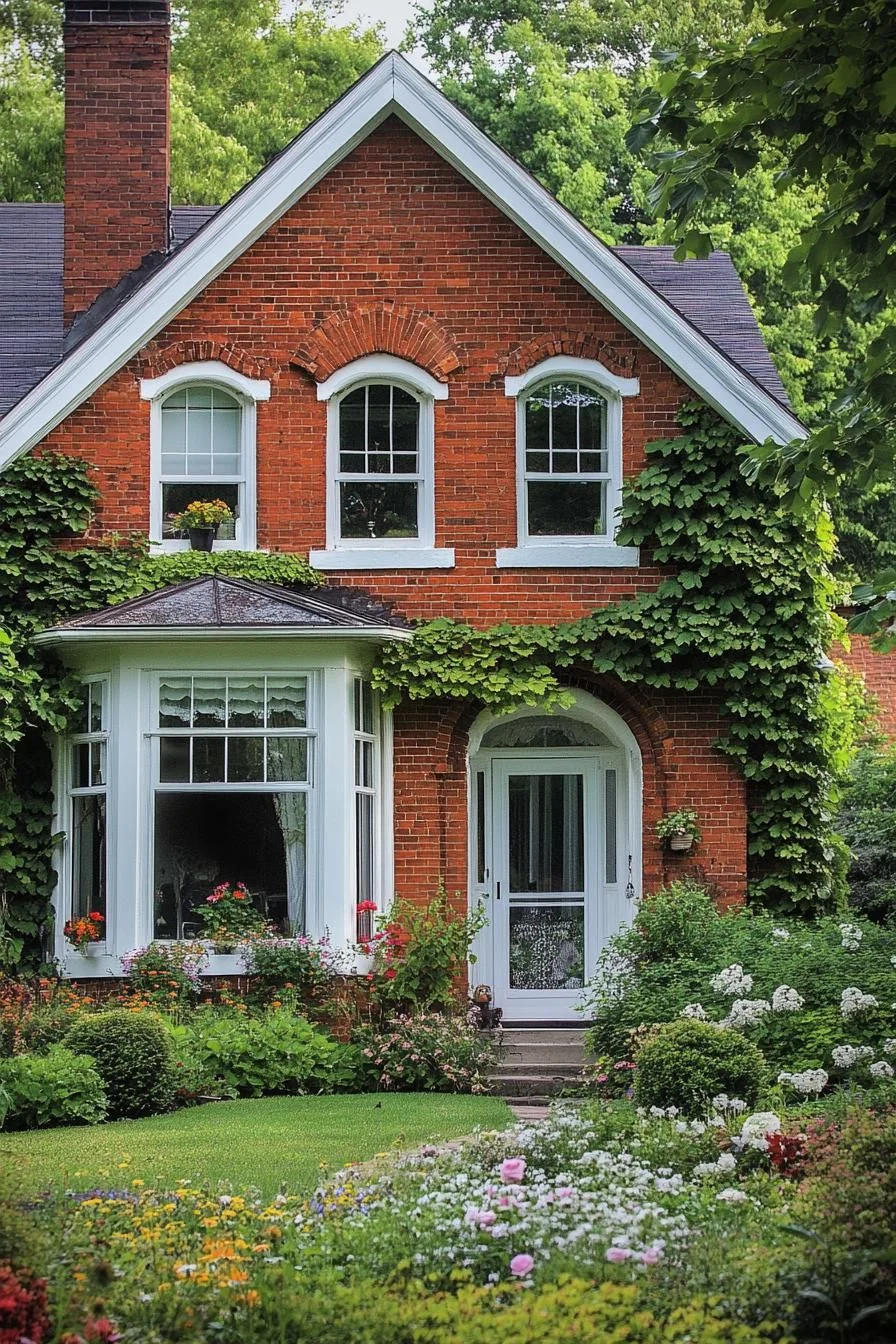 Red Brick Cottage Covered in Ivy
