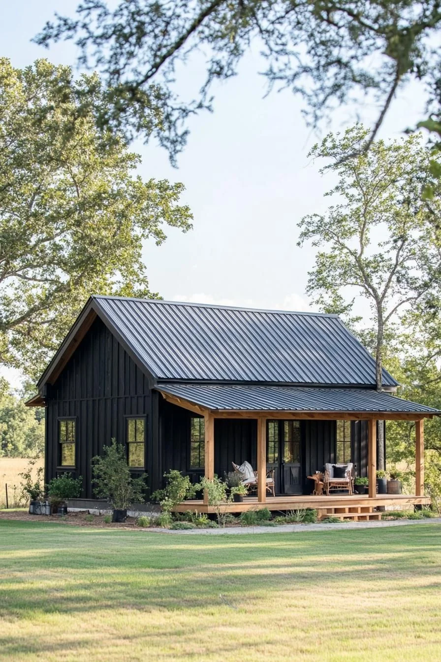 Country Chic Black Exterior Barndominium