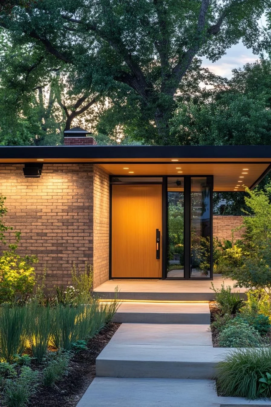 A Modern Bungalow Lit at Dusk