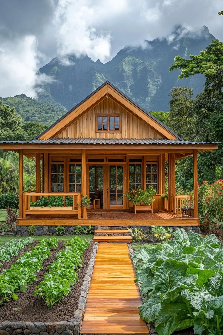 A Rustic Cabin Set Against the Mountains