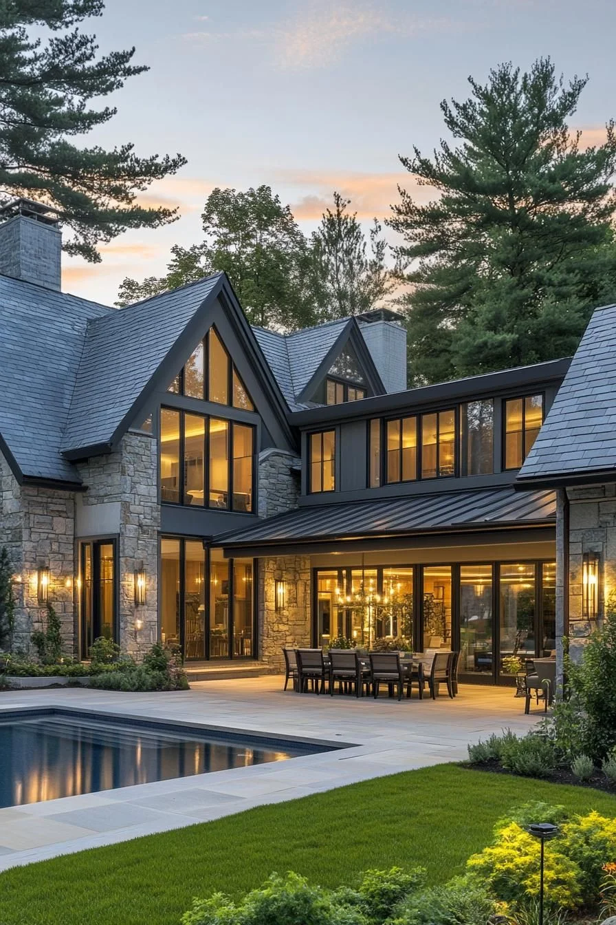 A Starry Country Farmhouse With Gabled Design
