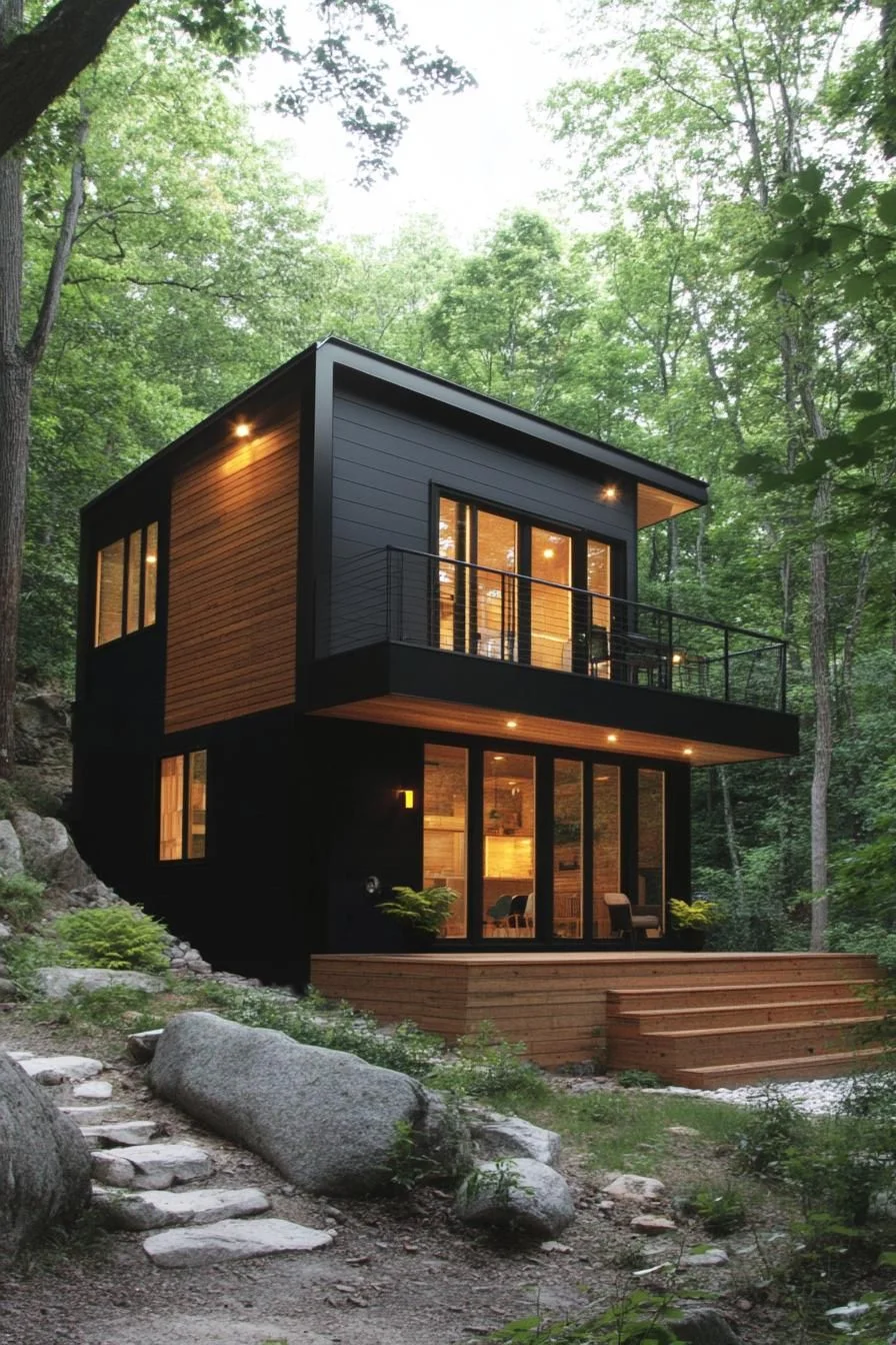 Two-Story Cube Cabin in the Forest
