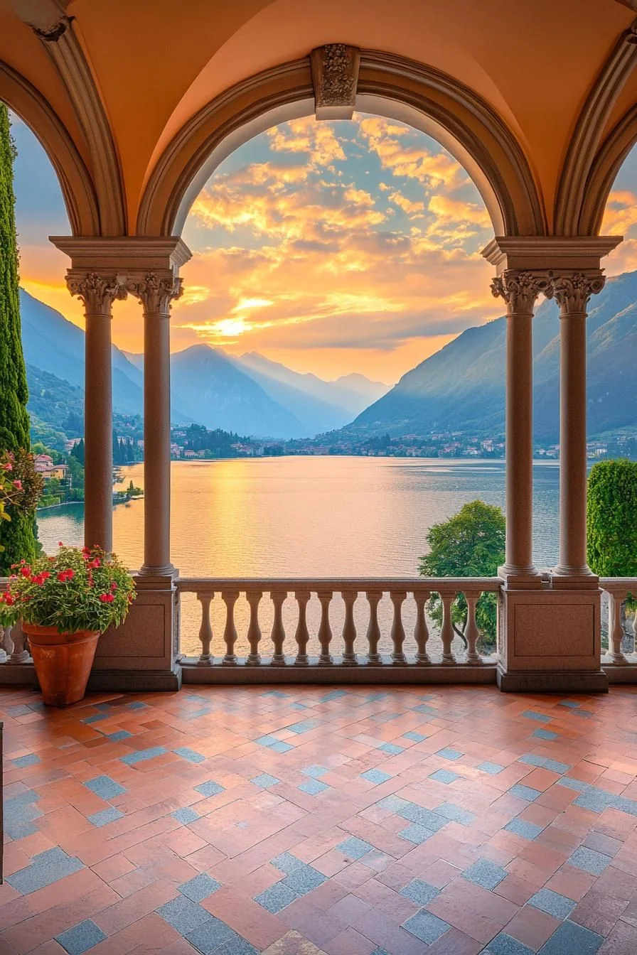 An Italian Villa Glowing at Sunset
