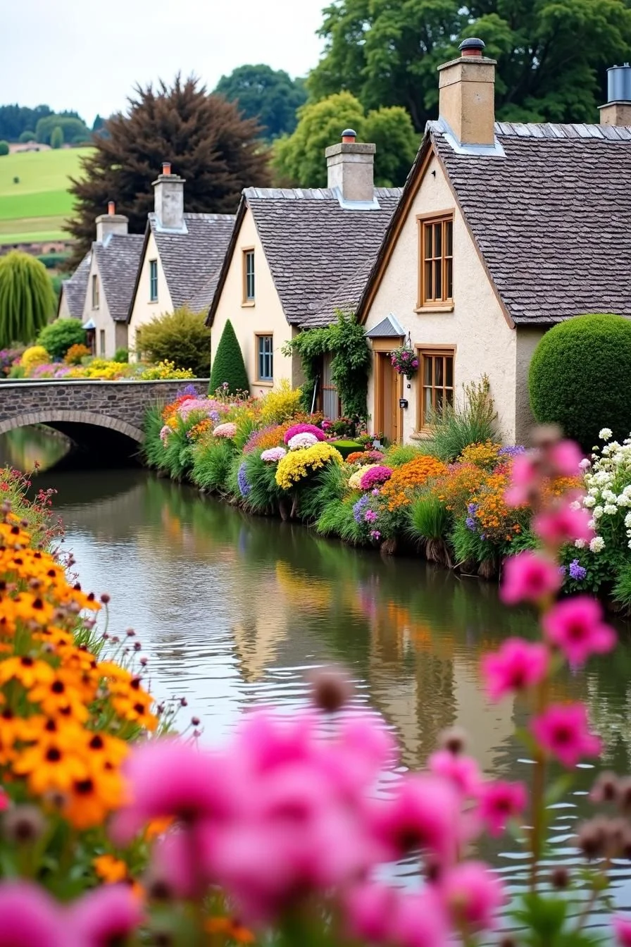 Flower-Lined Canal Cottage