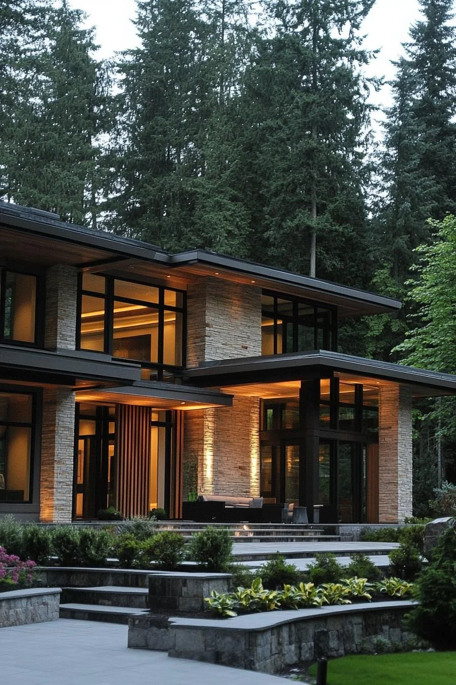 A Flat Roof Retreat Among the Pines