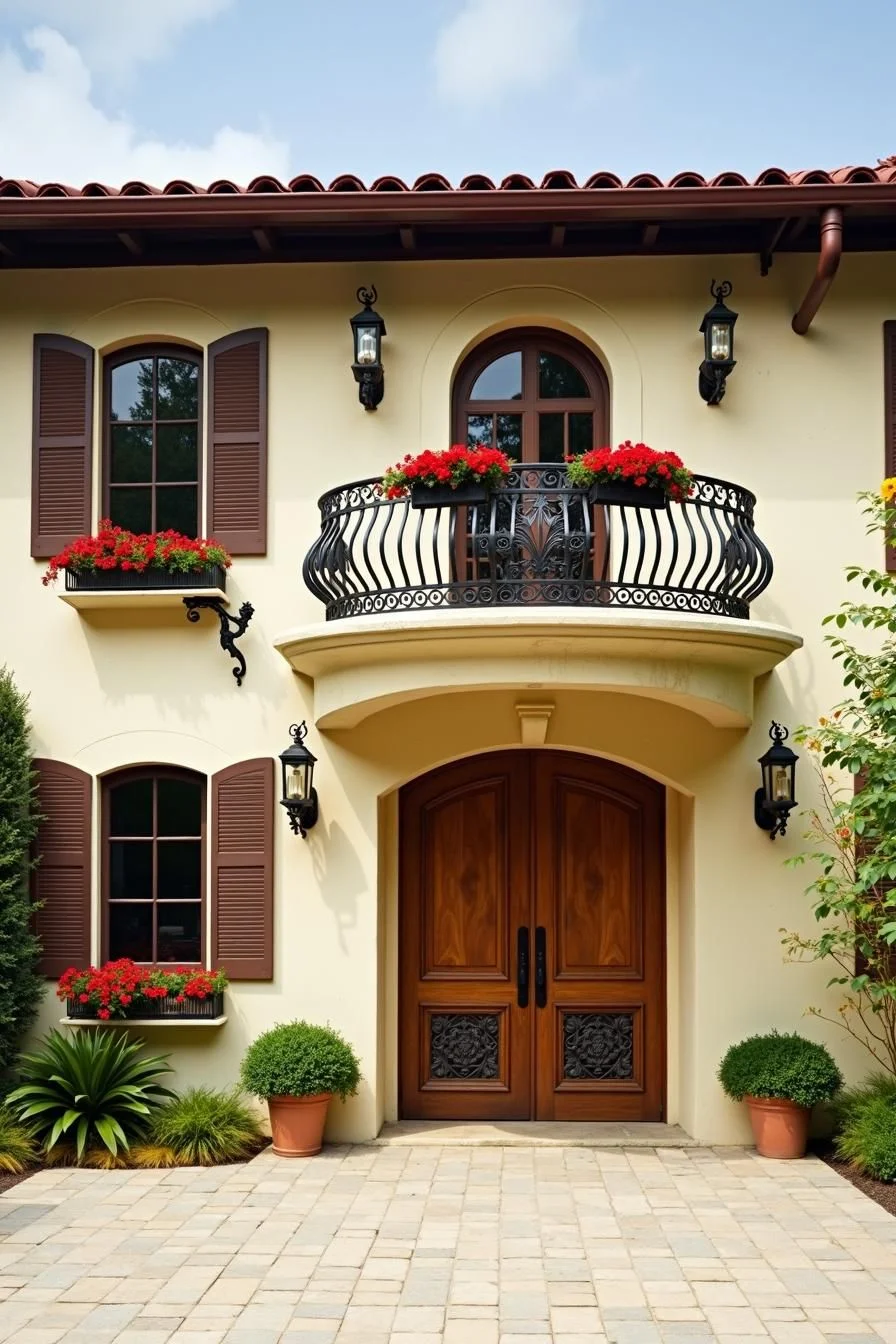 A Sunny Retreat with a Flower-Lined Balustrade