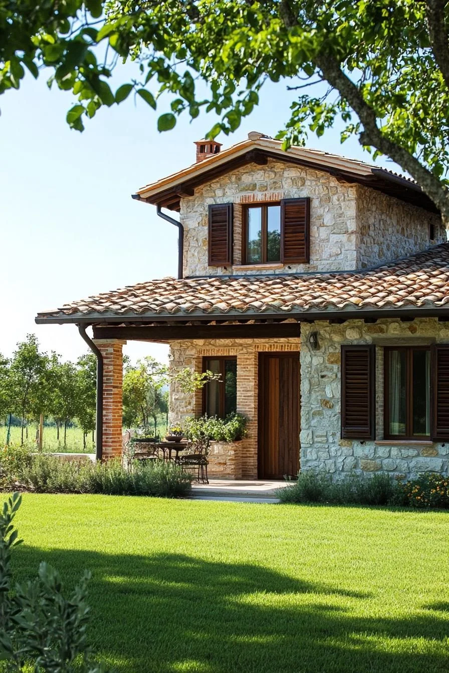 A Rustic Stone Farmhouse with Green Touches
