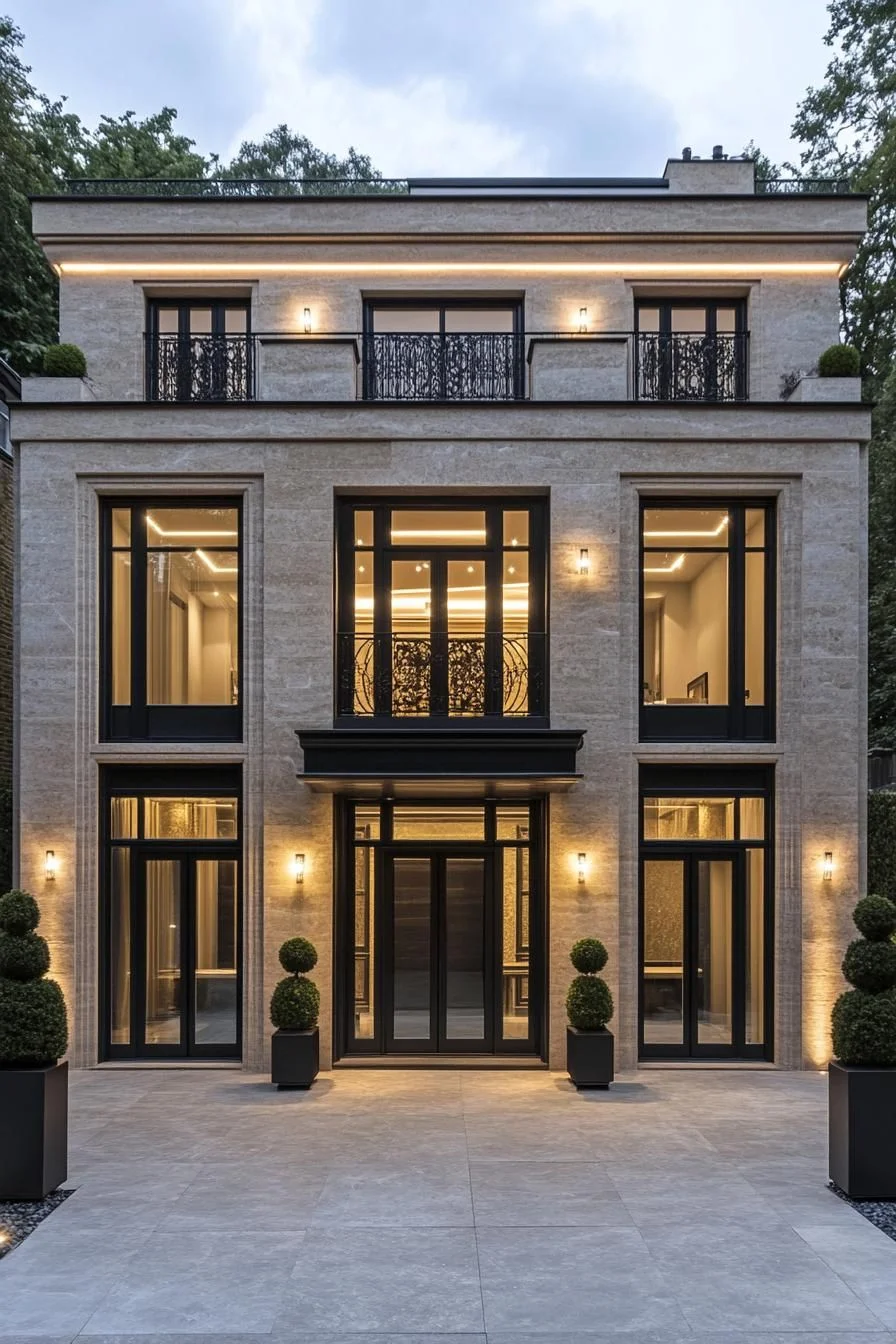 Bright Facade Lighting on a Modern Build