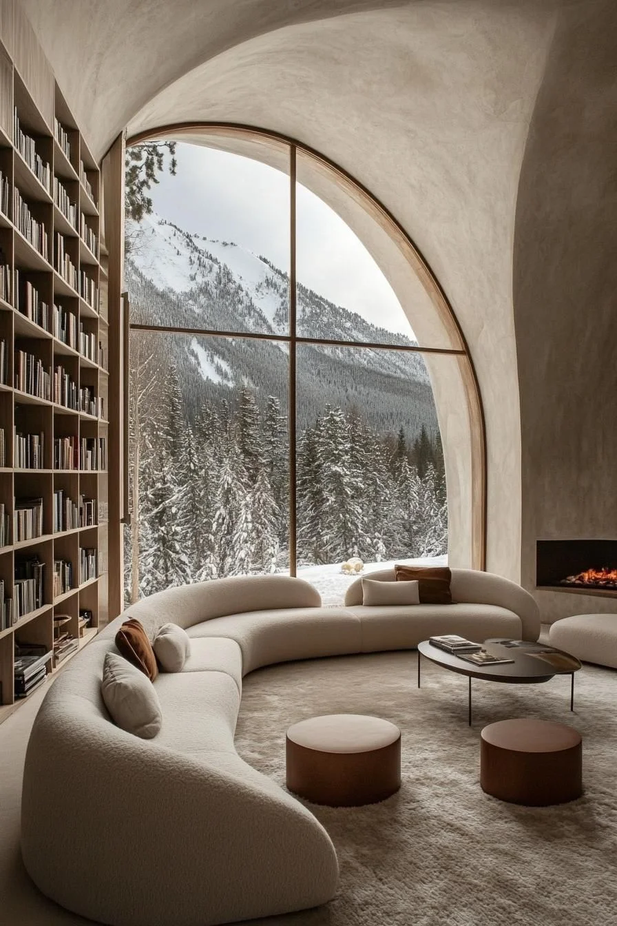 A Curved Reading Nook With a View