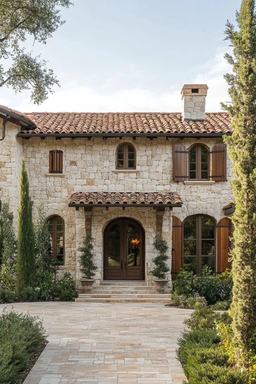 A Timeless Stone Home Among Cypress Trees