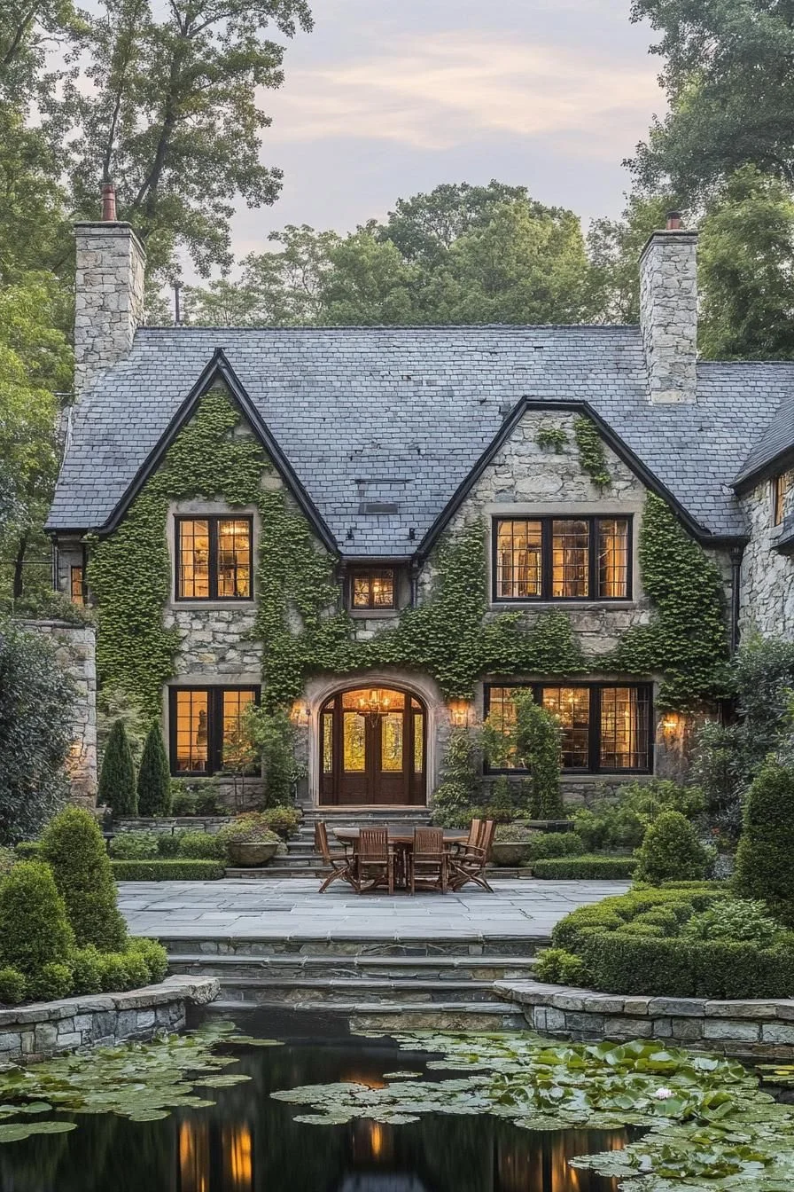 A Stone House Draped in Ivy